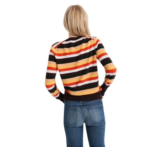 MADEWELL Womens Large Wrap Front pullover Sweater Stripe Multicolor Alpaca Wool - Picture 2 of 15